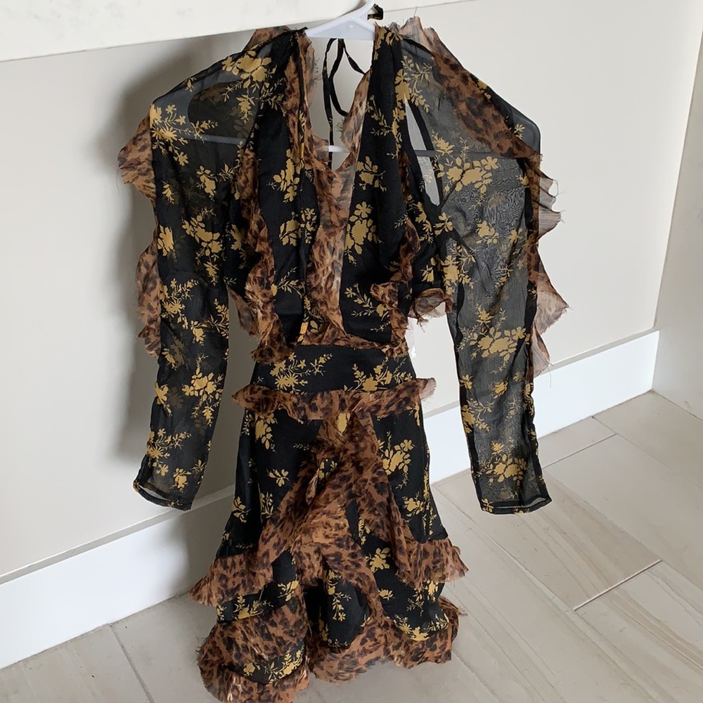 ASOS Design Floral and Leopard Print Mini Dress